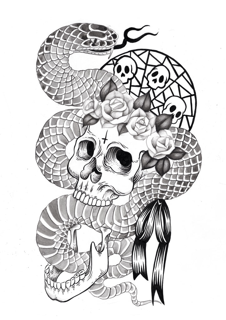 Snake skull- A3 Print
